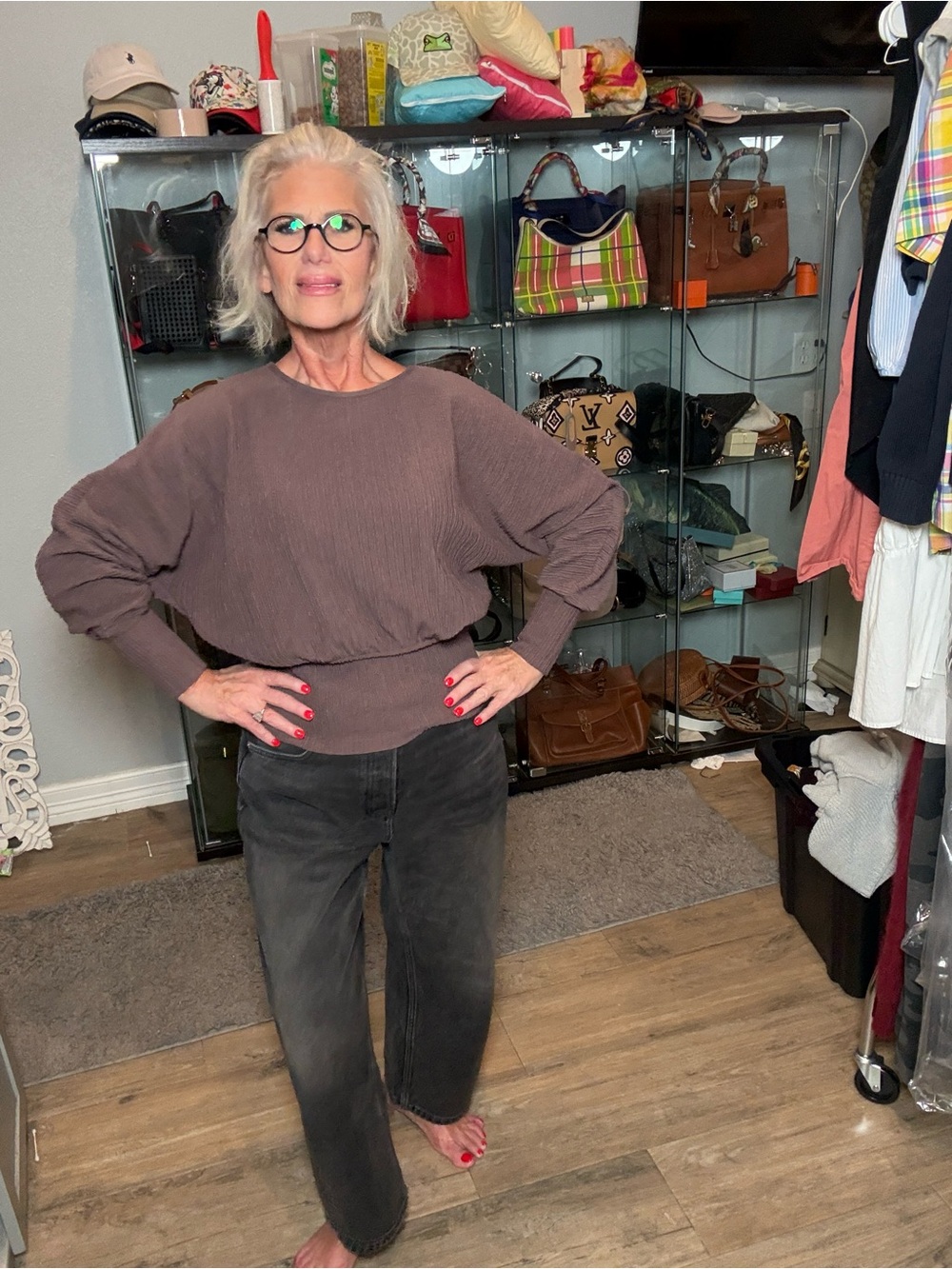 Buckle Black brand Mauve Brown Ribbed Crewneck Sweater #3185
